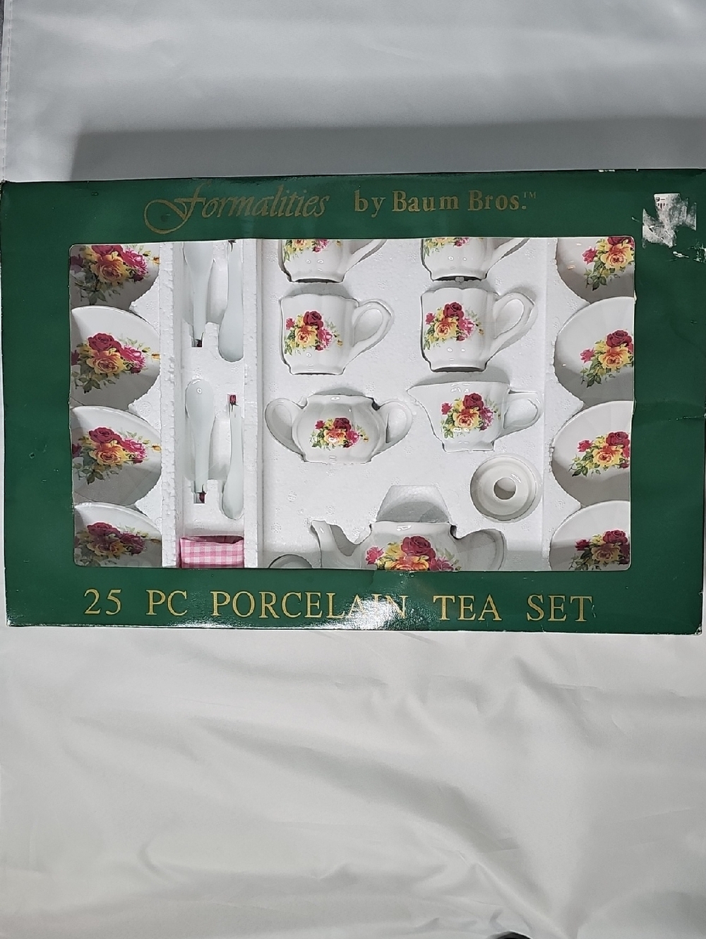 Baum Bros. Formalities 25-Piece Porcelain Tea Set - White with Floral Accent